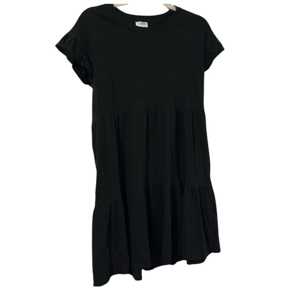 J.Crew Cotton Tiered Black Short Sleeve Dress